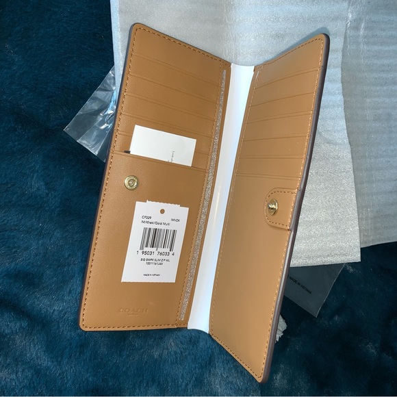 NEW! COACH Slim Signature Canvas Wallet with Snowflake Print, NEW WITH TAG! - Picture 10 of 15